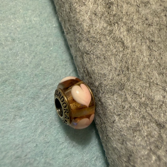 Pandora Jewelry - Pandora Pink and Brown Heart Charm